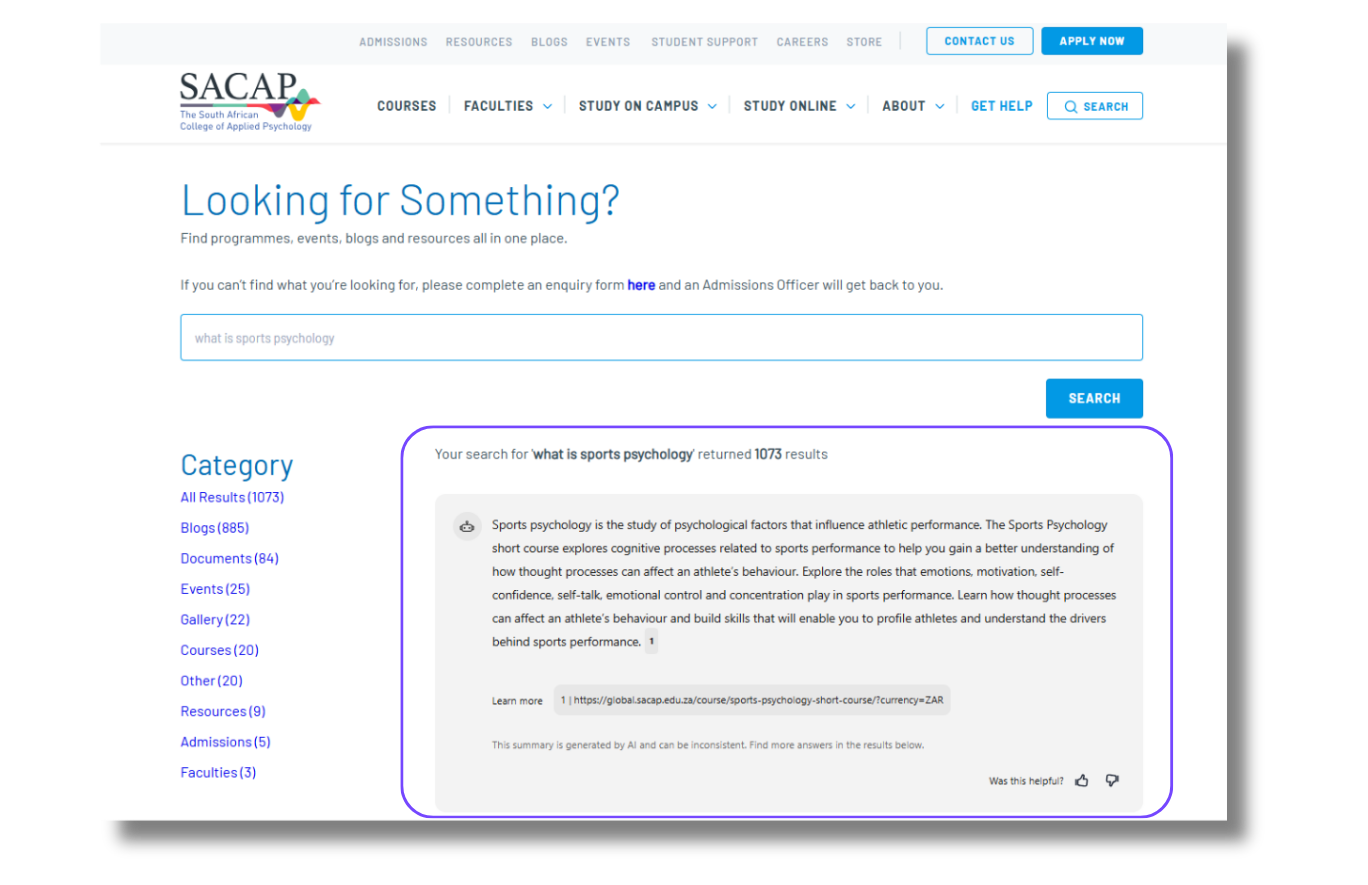 Sacap Library How SACAP Enhances the Student Journey with Intelligent Search | Cludo